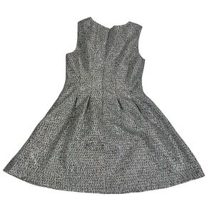 J.O.A Metallic Tweed Fit and Flare Dress Sleeveless Pleated Women's - S